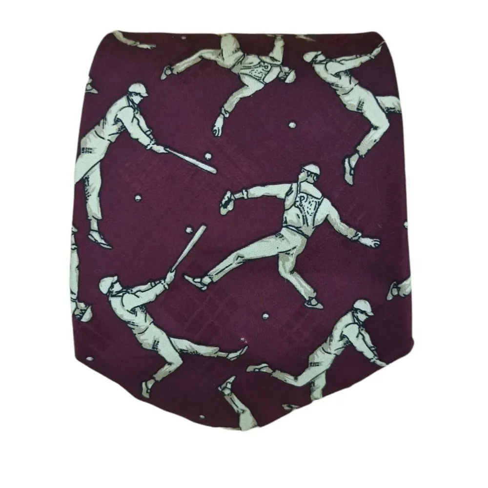 POLO BY RALPH LAUREN Purple Baseball Player Silk Tie HANDMADE USA 58